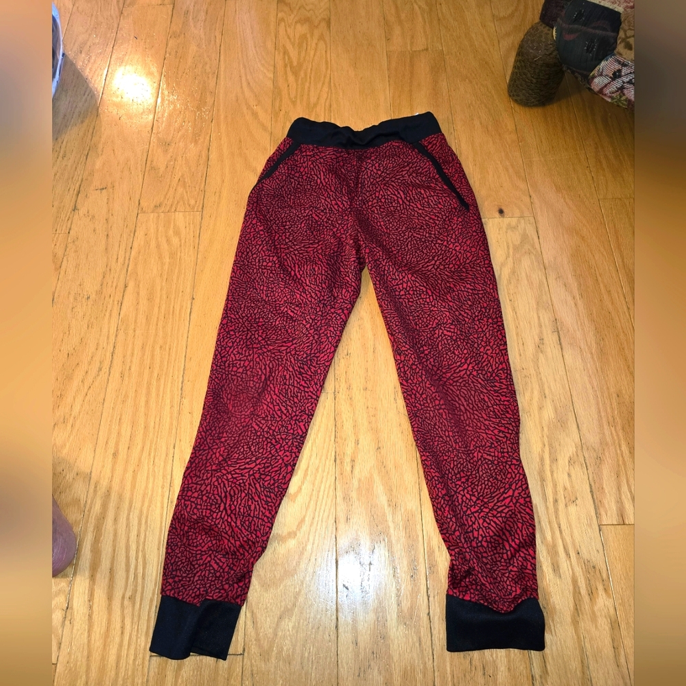 Jorden Red and Black Kids Jogger Pants Size M